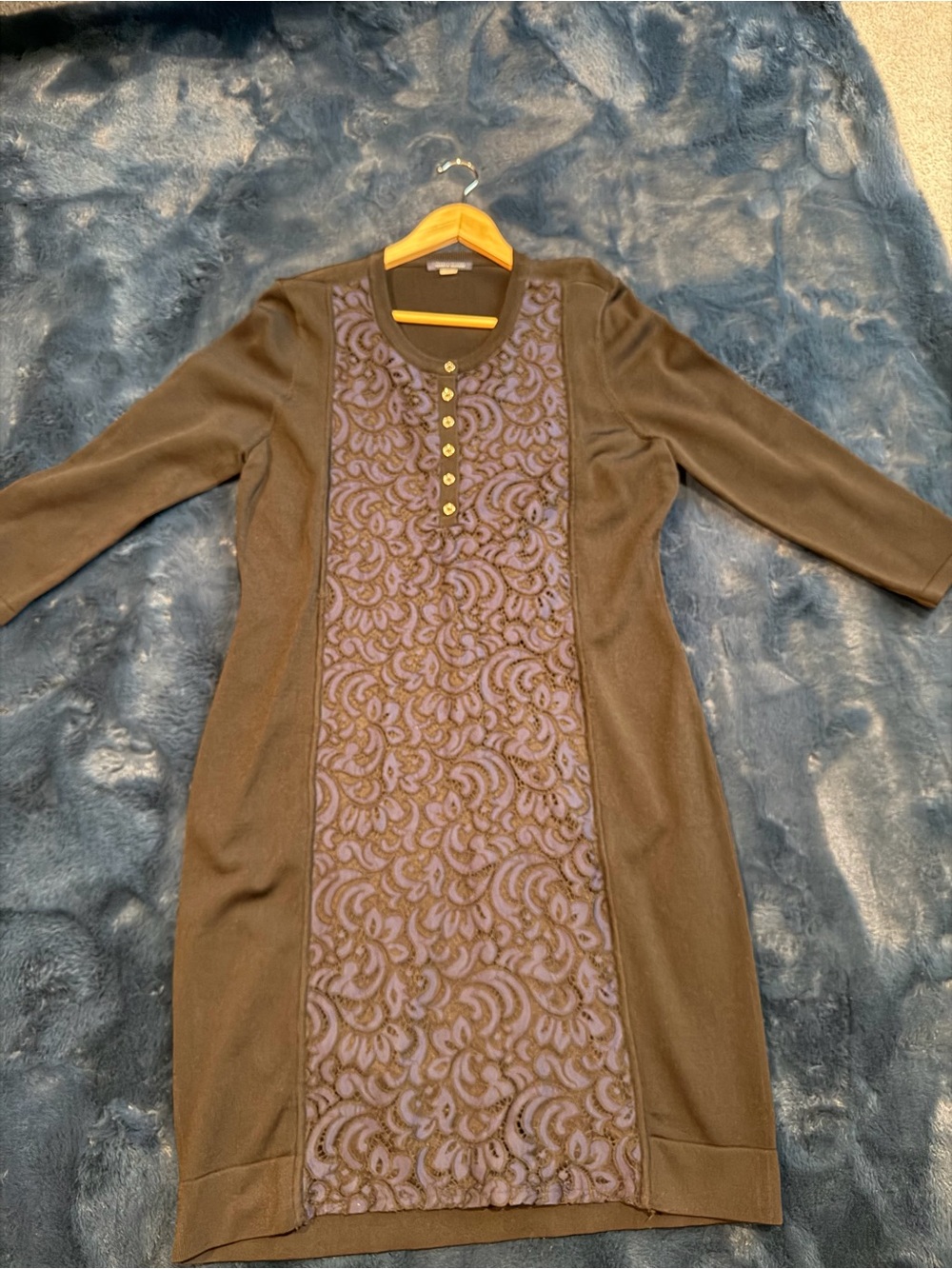 Tommy Hilfiger Black Dress with Purple Lace Front Panel